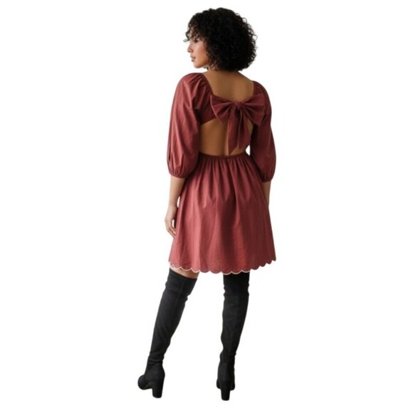 Anthropologie Cottagecore Boho Babydoll Puff Sleeve Red NWT‎ Wedding Prom Med - Picture 2 of 10